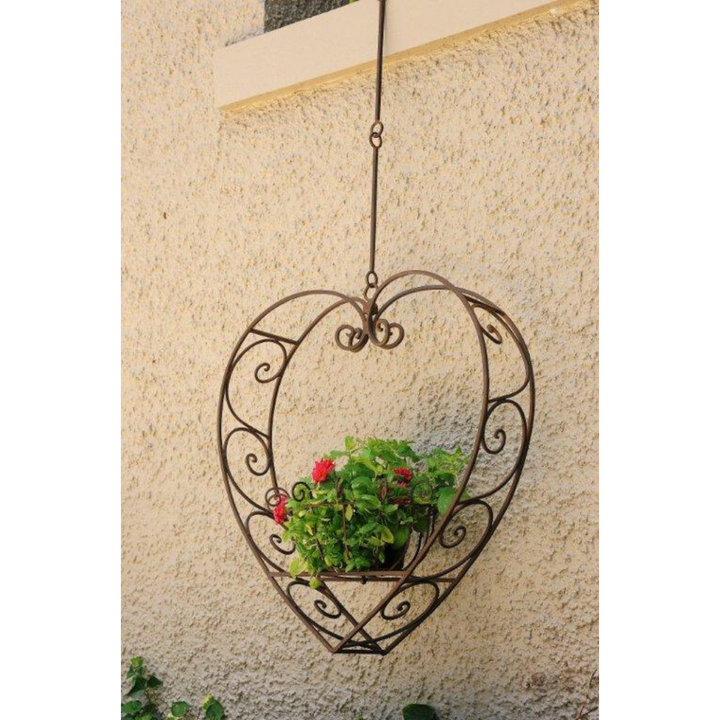 Hanging Planter - Heart Medium Rustic Brown