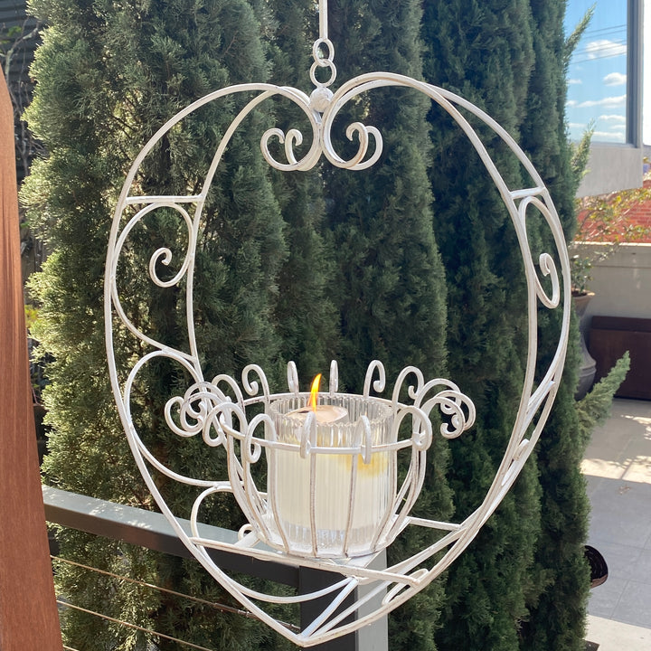 Hanging Planter - Heart Medium Cream