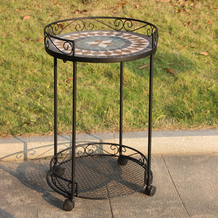 Trolley - with Wheels & Mosaic Top Neutrals