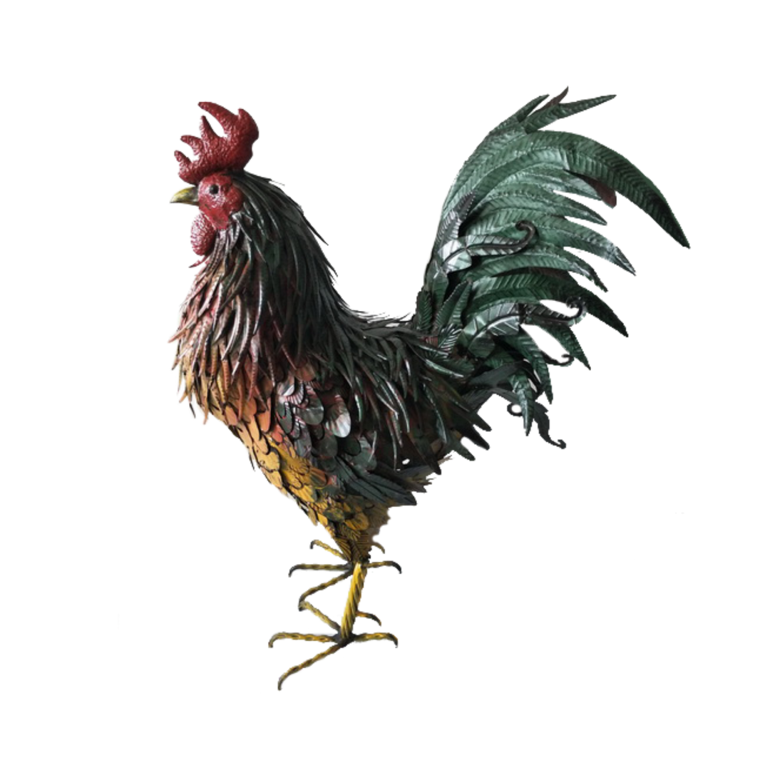 Rooster Coloured Metal 70X35X85CM High