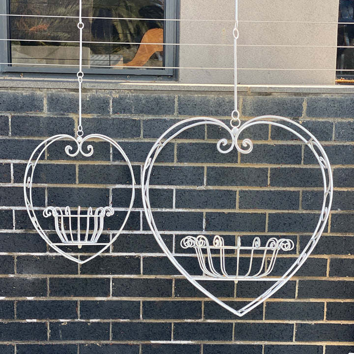 Hanging Planter - Heart Large Cream