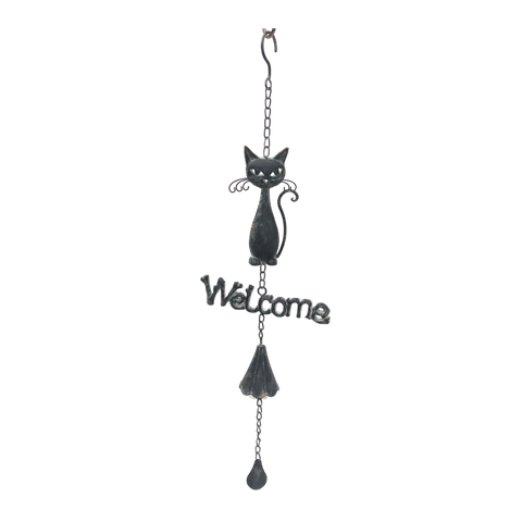 Hanging Bell Cat Welcome Metal 22x7x75cm High-ORDER MULTIPLES 2