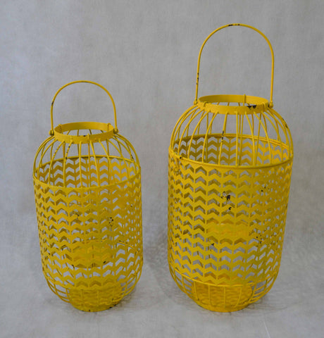 Candle Holder Lantern Set 2 Yellow