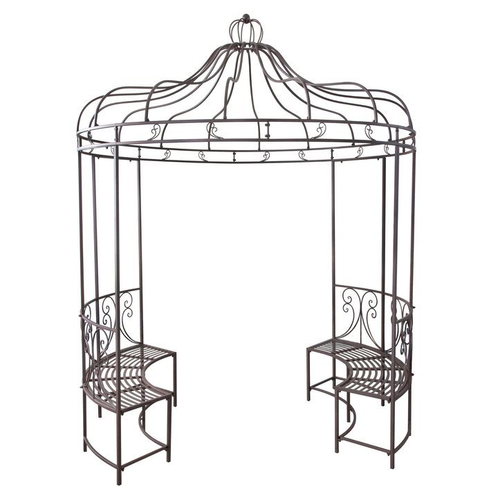 Garden Gazebo w/ Seats -  Round Rust