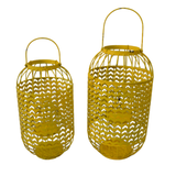 Candle Holder - Lantern Set of 2 Yellow