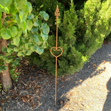Garden Stake - Rust Decorative Heart Spear Head
