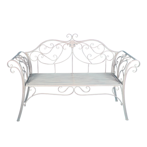 Garden Bench Seat Verona  Metal Antique Cream Brush