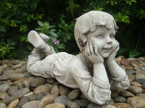 Statue Thinking Boy 33.5x13.5x16.5cm High