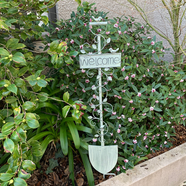 Garden Stake - Welcome Shovel Grey
