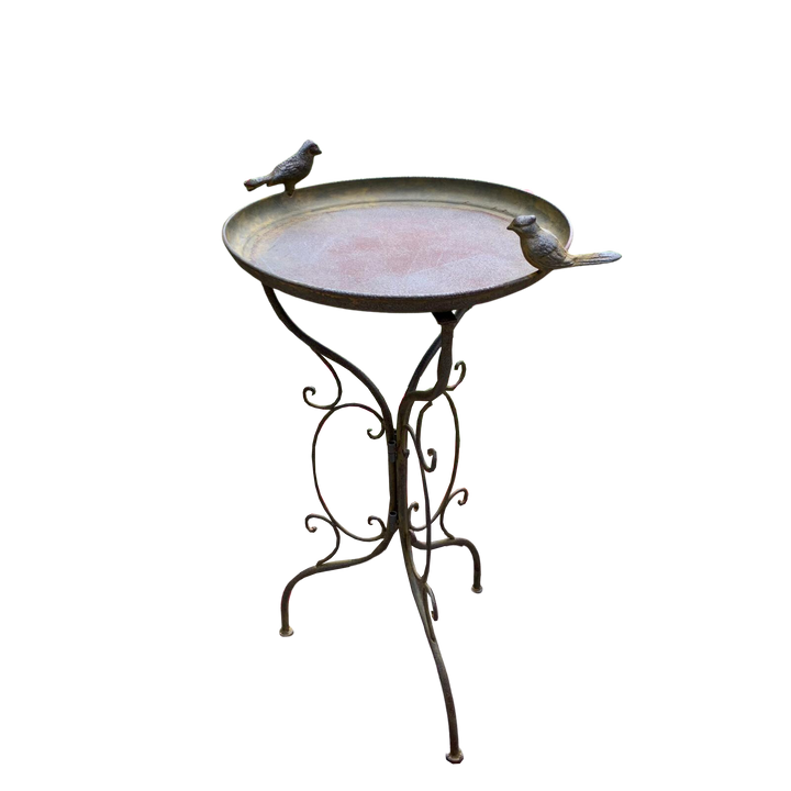 Bird Bath / Feeder - on Stand Rust