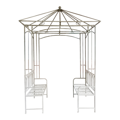 Elena Square Gazebo with Seats Cream