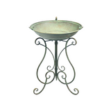 Bird Bath on Stand Rustic Green