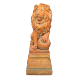 Statue Lion - with Ball Left on Pedestal