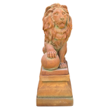 Statue Lion - with Ball on Pedestal Right