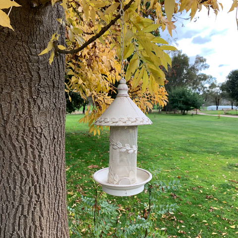 Hanging Bird Feeder Antique White