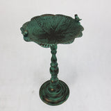 Bird Bath on Stand Green with Birds