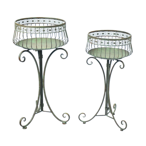 Plant Stands Set 2 Rustic Green