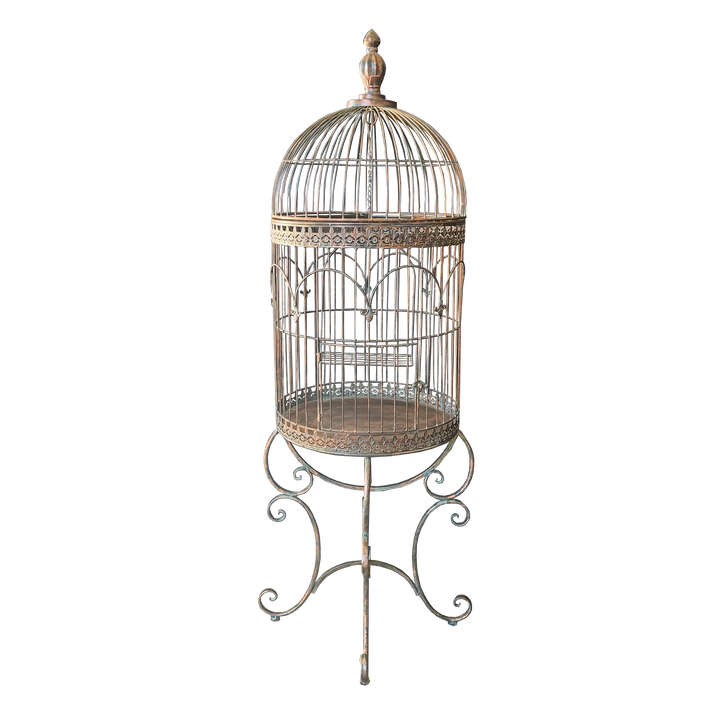 Bird Cage - Plant Holder Stand in Antique Verdi Bronze
