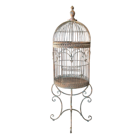 Bird Cage - Plant Holder Stand in Antique Verdi Bronze