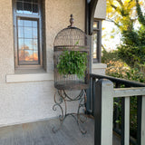 Bird Cage Plant Holder Stand in Antique Verdi Bronze