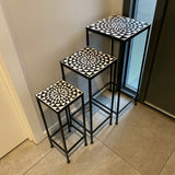 Side Tables - High Side Tables Nest of Three Black and White