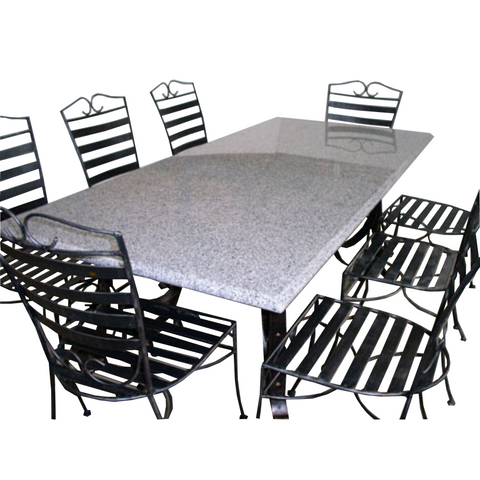 Outdoor Dining Table Setting Granite Speckled 1.8 Top EM18090 Base 6 x DC Chairs