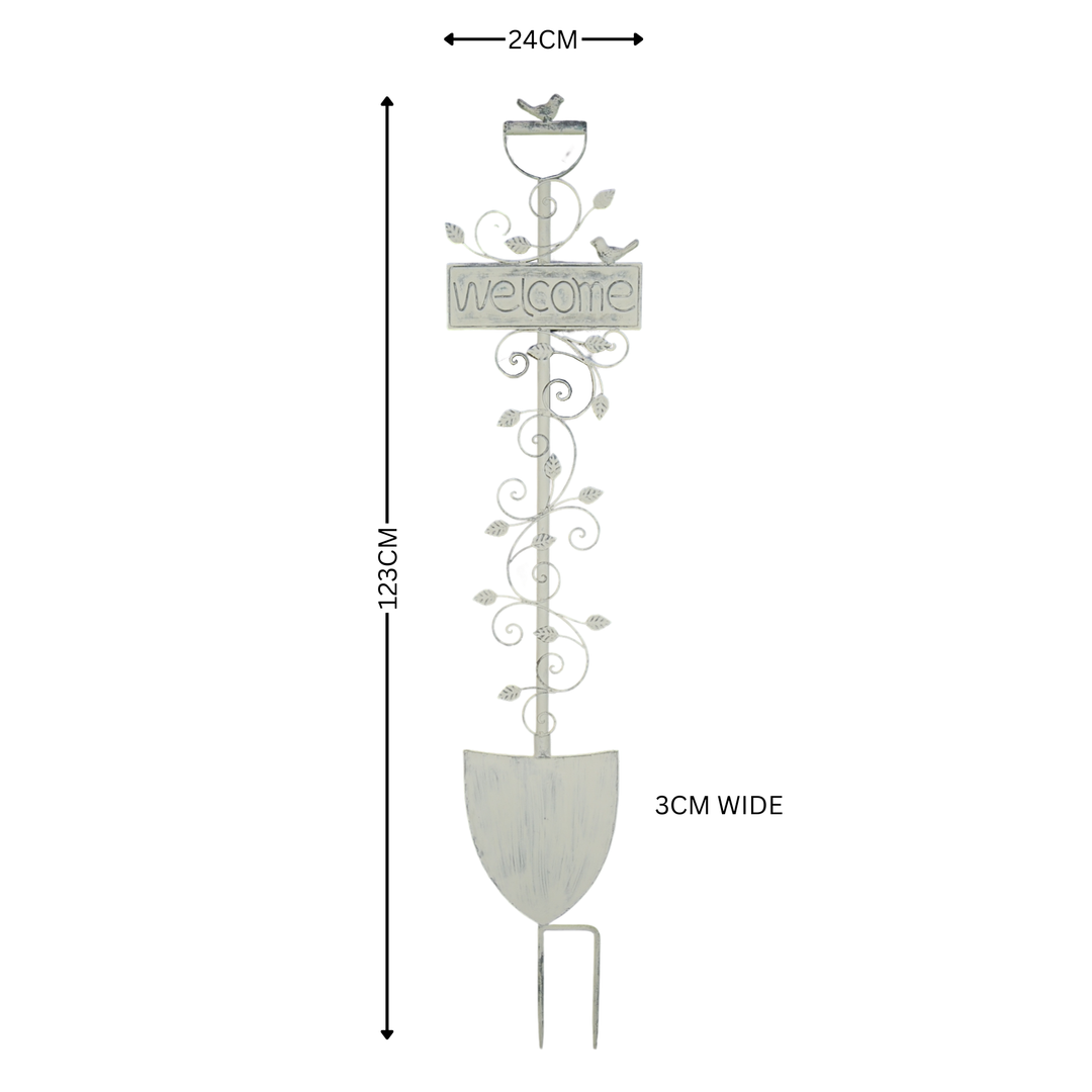 Garden Stake - Welcome Shovel Grey