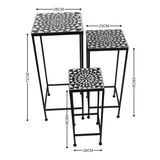 Side Tables - High Side Tables Nest of Three Black and White