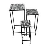 Side Tables - High Side Tables Nest of Three Black and White