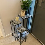 Side Tables - High Side Tables Nest of Three Black and White