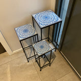 Side Tables - High Side Tables Nest of Three Blue Shades