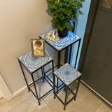 Side Tables - High Side Tables Nest of Three Blue Shades