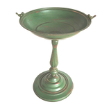 Birdbath/Feeder with Birds in Antique Rustic Green
