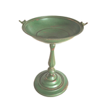 Birdbath/Feeder with Birds in Antique Rustic Green