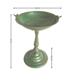 Birdbath/Feeder with Birds in Antique Rustic Green