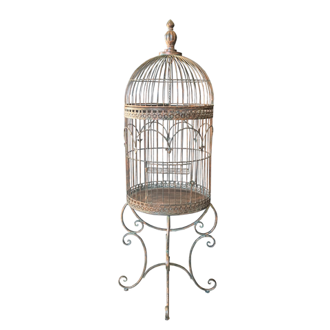 Bird Cage - Plant Holder Stand in Antique Verdi Bronze