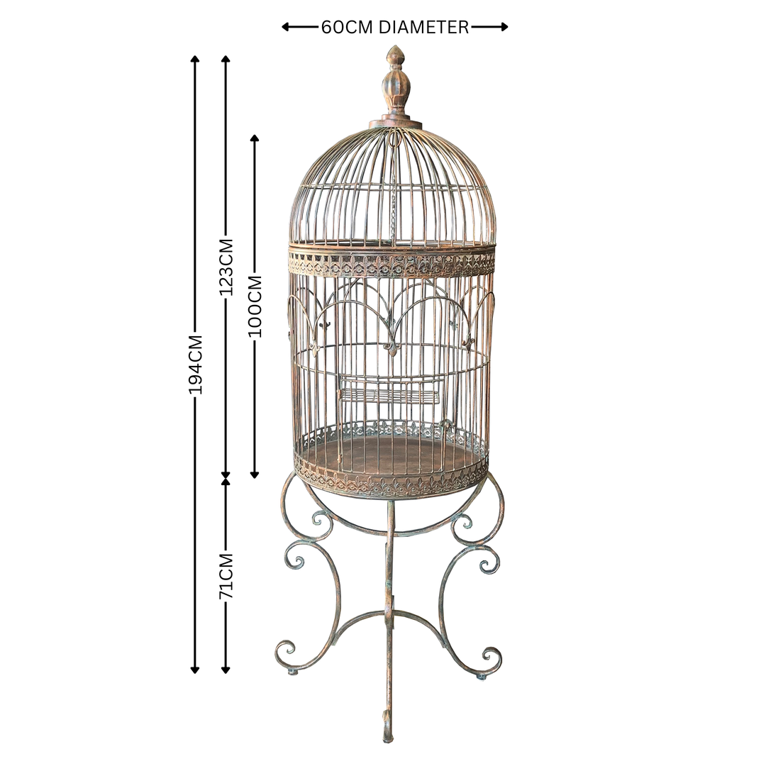 Bird Cage - Plant Holder Stand in Antique Verdi Bronze