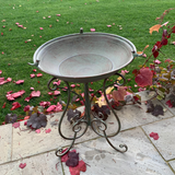 Bird Bath/Feeder - on Stand Rustic Green