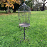 Bird Cage on Stand Rustic Green