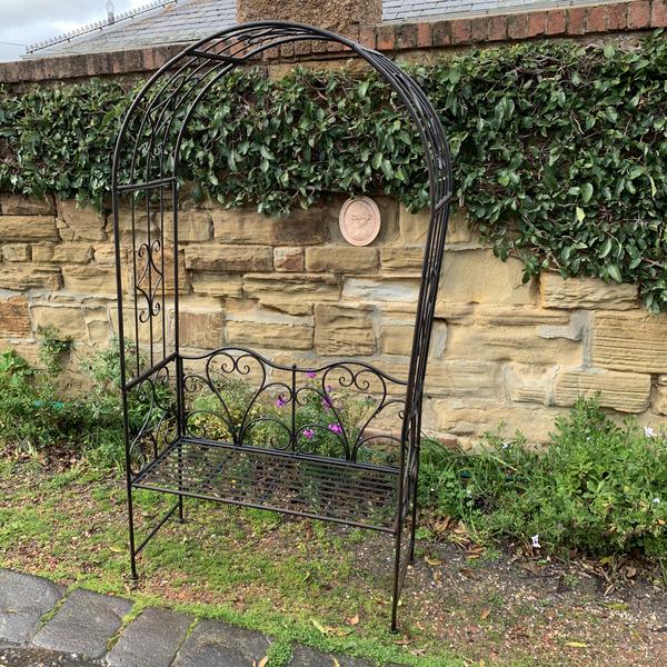 Garden Arch w/ Bench - Rustic Brown