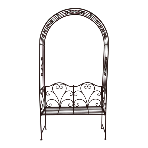 Garden Arch - with Bench Seat Rustic Brown