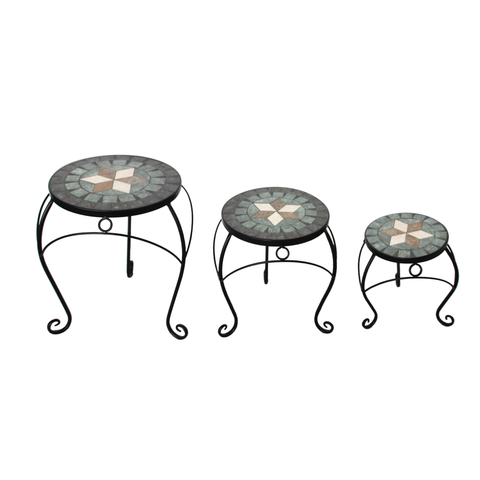 Side Tables - Mosaic top in Neutrals Set of 3
