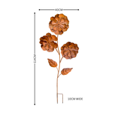 Garden Stake - Rust Decorative Three Flowers