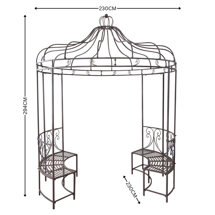Garden Gazebo w/ Seats -  Round Rust