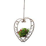 Hanging Planter - Heart Medium Rustic Brown