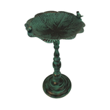 Bird Bath on Stand Green with Birds