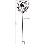 Garden Stake - Heart with Two Birds and Leaves