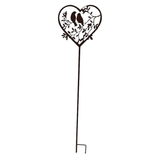 Garden Stake - Heart with Two Birds and Leaves