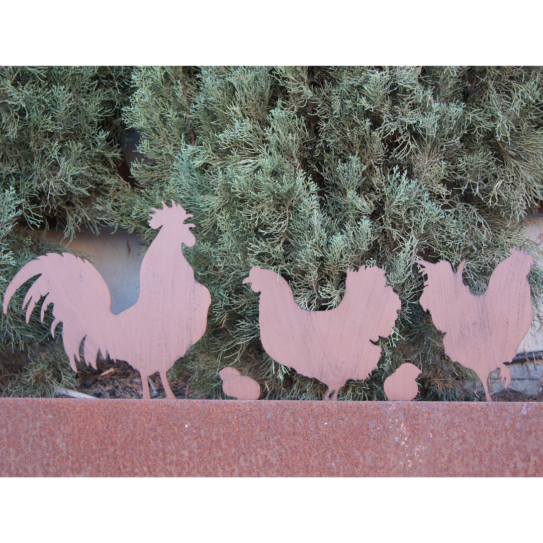Garden Stake - Chicken Family