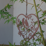 Hanging Heart with 2 Birds and Leaves